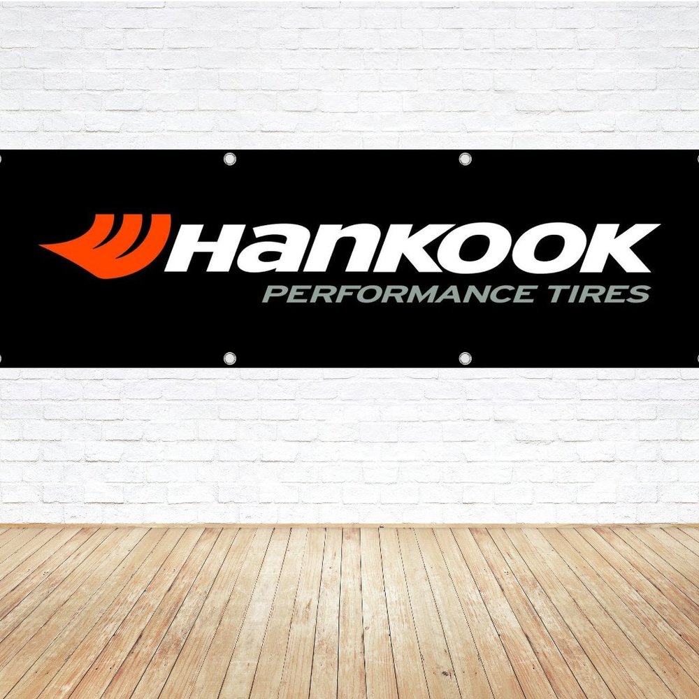 HANKOOK Tires Logo Vinyl Banner 1.5x6ft. Sign Tire Shop Mechanic Auto Racing Fan